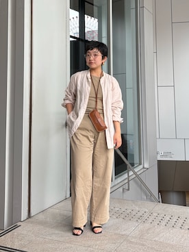 「IACUCCI（イアクッチ）の【予約】アバ アイウェアケース RUGA（その他小物、イエロー系）」を使った、sato yukiさん（レディース・147cm）の春コーディネート