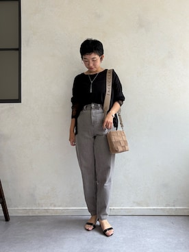 「IACUCCI（イアクッチ）の【予約】ベルタ MINI SUEDE/CERVO（ショルダーバッグ）」を使った、sato yukiさん（レディース・147cm・30代）の夏コーディネート