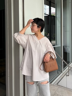 「レザーバッグ」｜sato yukiさん（レディース・147cm）の春コーディネート
