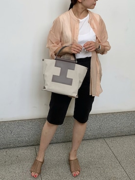 「IACUCCI（イアクッチ）のアイテム（ハンドバッグ）」を使った、sato yukiさん（レディース・147cm）の夏コーディネート