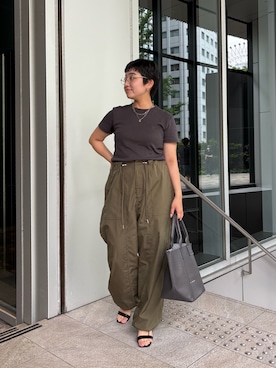 「IACUCCI（イアクッチ）のオペラ S CERVO/INSTAMP（トートバッグ、グレー系）」を使った、sato yukiさん（レディース・147cm）の夏コーディネート