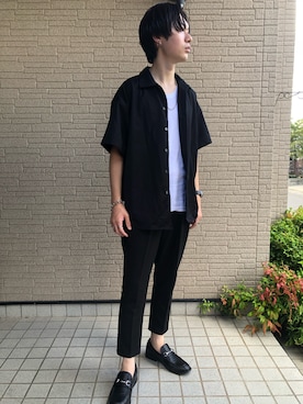 HIROTOさんの「extra quality Hybrid loose shirt/エクストラクオリティハイブリッドルーズシャツ」を使ったコーディネート