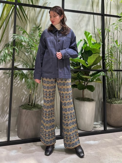 ウールコットンカシミヤ リブ タートルニットプルオーバー