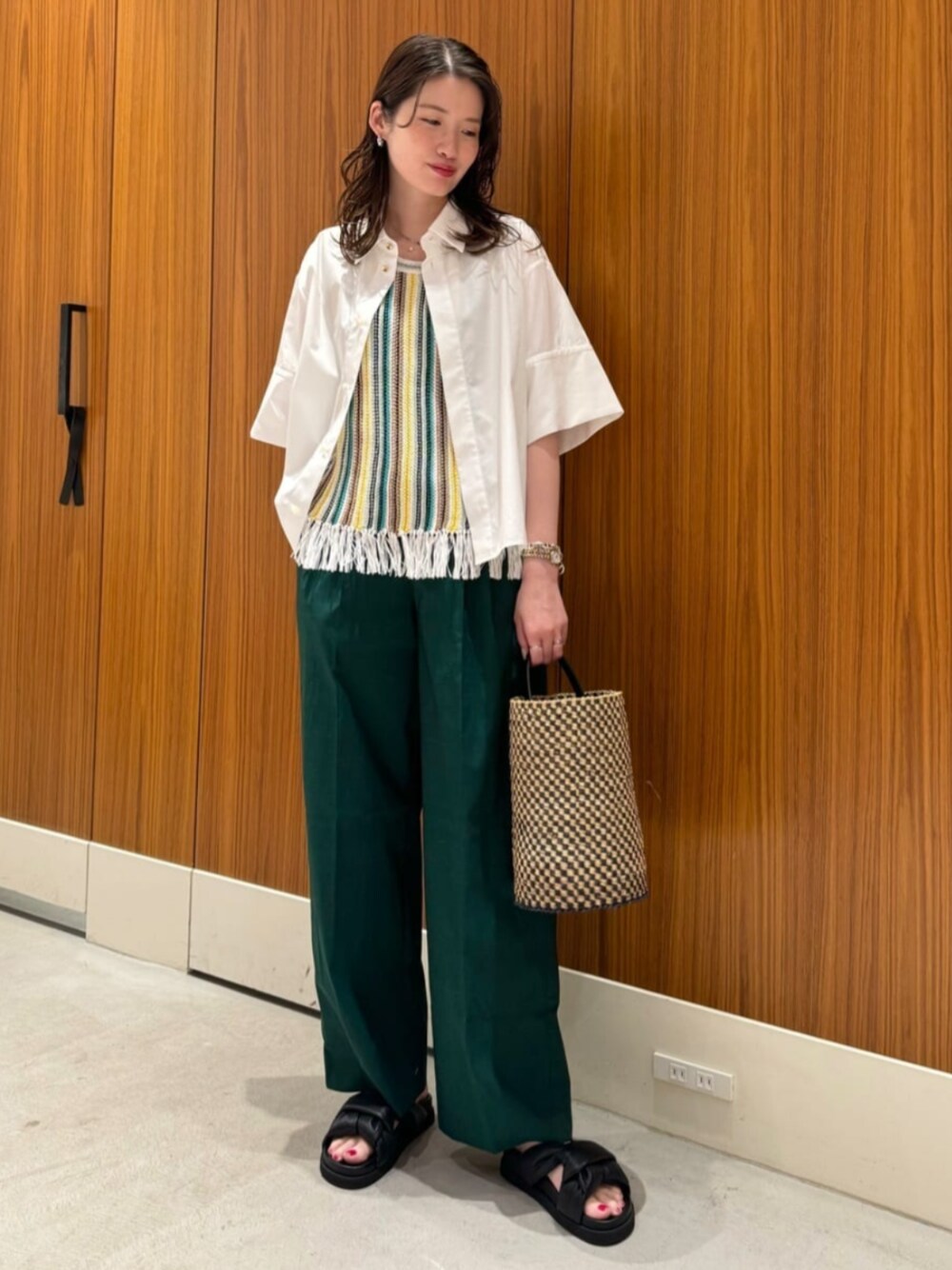 美品 キャバン CABaN コットンタイプライターハーフスリーブシャツ 秋カラー CABaN コットンタイプライター バンドカラーシャツ