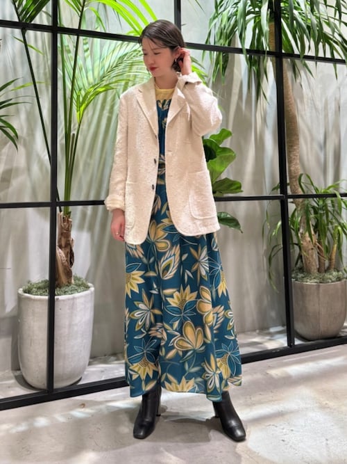 CABaN シルク COLETTEフラワープリント ロングワンピース（CABaN