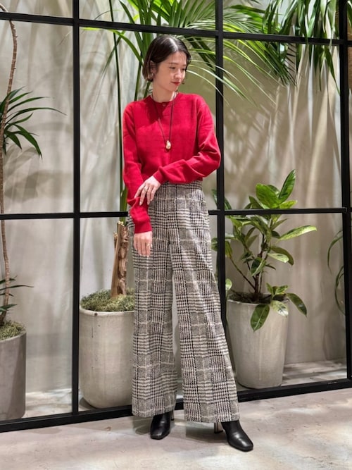 コットンカシミヤ ヘンリーネッククロップドプルーバー（ニット