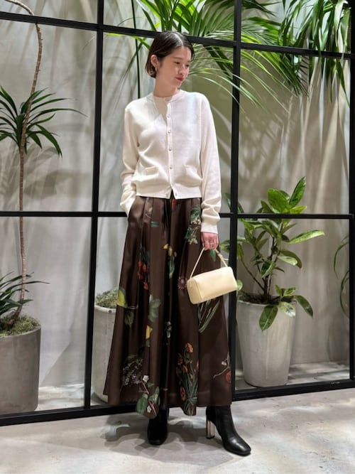 シルク Green Showerプリント フレアスカート（スカート）｜CABaN