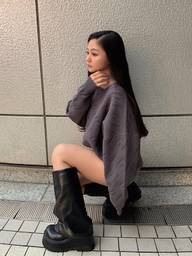 「アイテム（デニムスカート）」を使った、harukaさん（レディース・157cm）の秋コーディネート