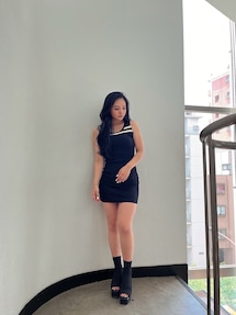 GYDA ノースリーブミニタイトワンピース黒 ジェイダ GYDA ネックラインノースリーブタイトミニワンピース