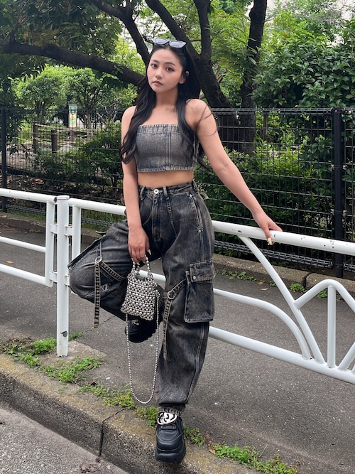 jeep デニムパンツ ストリートパンツWASHED DENIM切りっぱなし jeep ストリート系ワイドデニムパンツ ジーンズwashed (JEEP