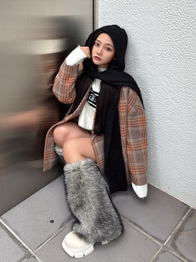 「アイテム（チェスターコート）」を使った、harukaさん（レディース・157cm）の秋コーディネート