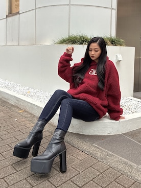 「GYDA（ジェイダ）のアイテム（パーカー）」を使った、harukaさん（レディース・157cm）の秋コーディネート