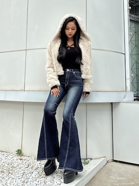 「GYDA（ジェイダ）のアイテム（ブーツ）」を使った、harukaさん（レディース・157cm）の秋コーディネート