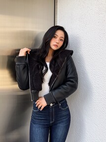 フーディーフェイクレザーコート｜ジェイダ（GYDA）アウトレット公式