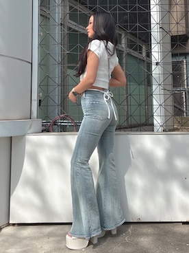 「GYDA（ジェイダ）のアイテム（パンツ）」を使った、harukaさん（レディース・157cm）の春コーディネート