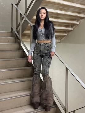 「GYDA（ジェイダ）のアイテム（ブーツ）」を使った、harukaさん（レディース・157cm）の秋コーディネート