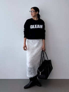 「BABYLONE（バビロン）のアイテム（スカート）」を使った、MOMOKO_BABYLONEルミネ新宿さん（レディース・161cm）の秋コーディネート