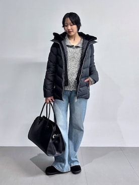 「CAPEHORN（ケープホーン）の【CAPE HORN】ALVAREZ MATT（ダウンジャケット/コート、ブラック系）」を使った、MOMOKO_BABYLONEルミネ新宿さん（レディース・161cm）の秋コーディネート