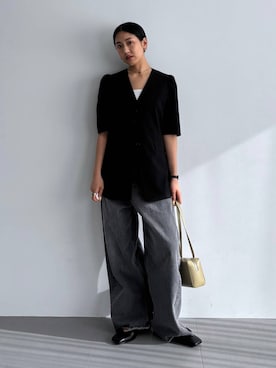 「BABYLONE（バビロン）のバレルレッグデニムパンツ（デニムパンツ）」を使った、MOMOKO_BABYLONEルミネ新宿さん（レディース・161cm）の春コーディネート