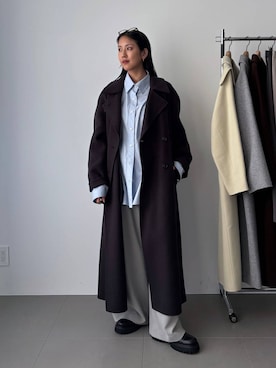 「アイテム（ステンカラーコート）」を使った、MOMOKO_BABYLONEルミネ新宿さん（レディース・161cm）の秋コーディネート