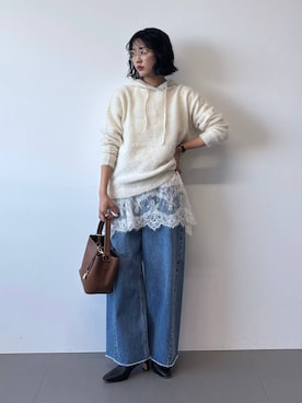 「アイテム（キャミソール）」を使った、MOMOKO_BABYLONEルミネ新宿さん（レディース・161cm・20代）の冬コーディネート