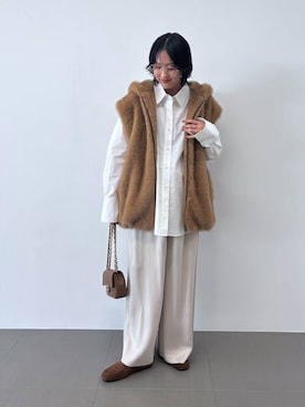 「AULENTTI（オウレンティ）の【AULENTTI】キルティングBAG（ショルダーバッグ、ブラウン系）」を使った、MOMOKO_BABYLONEルミネ新宿さん（レディース・161cm）の秋コーディネート