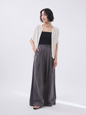 「BABYLONE（バビロン）のパット付きキャミ（キャミソール、ブラック系）」を使った、MOMOKO_BABYLONEルミネ新宿さん（レディース・161cm）の春コーディネート