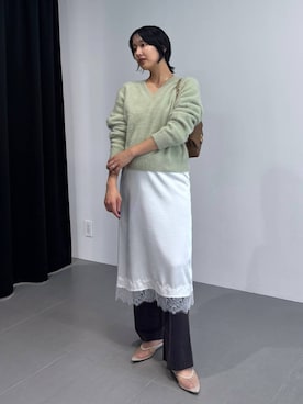 「AULENTTI（オウレンティ）の【AULENTTI】キルティングBAG（ショルダーバッグ、ブラウン系）」を使った、MOMOKO_BABYLONEルミネ新宿さん（レディース・161cm）の秋コーディネート