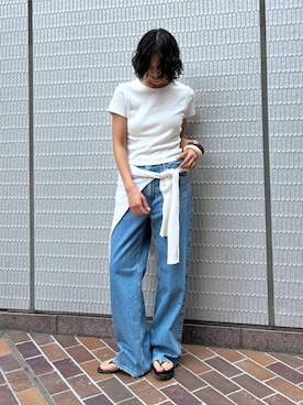 「upperhights（アッパーハイツ）のアイテム（パンツ）」を使った、MOMOKO_BABYLONEルミネ新宿さん（レディース・161cm）の春コーディネート