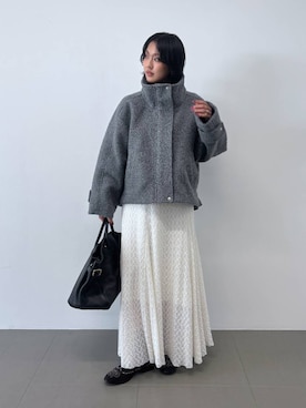 「BABYLONE（バビロン）のレーススカート（スカート、ホワイト系）」を使った、MOMOKO_BABYLONEルミネ新宿さん（レディース・161cm）の秋コーディネート