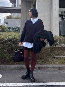 「BABYLONE（バビロン）のアイテム（ブルゾン）」を使った、MOMOKO_BABYLONEルミネ新宿さん（レディース・161cm）の冬コーディネート