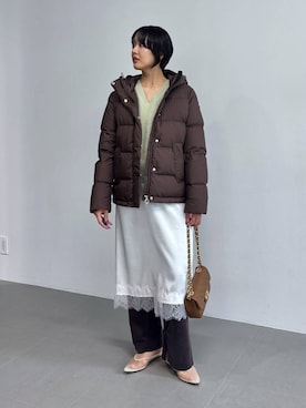 「AULENTTI（オウレンティ）の【AULENTTI】キルティングBAG（ショルダーバッグ、ブラウン系）」を使った、MOMOKO_BABYLONEルミネ新宿さん（レディース・161cm）の秋コーディネート