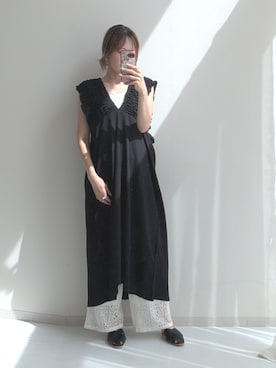 「nissen（ニッセン）の総レースイージーパンツ（パンツ、ベージュ系）」を使った、syuna__chanさん（レディース・164cm）の春コーディネート