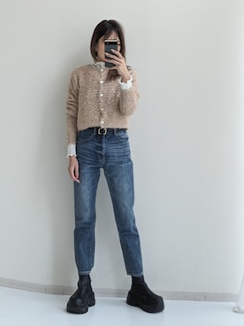 カーディガン レディース ゴールド調ボタンラメシャギー ニット Hana服 冬 羽織り M/L ニッセン nissen ゴールド調ボタンラメシャギーニットカーディガン【Hana服