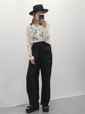 「大きいサイズレディースファッション」｜「アイテム（スラックス）」を使った、syuna__chanさん（レディース・164cm）の夏コーディネート