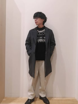 「アイテム（チェスターコート）」を使った、takataさん（メンズ・173cm）の秋コーディネート