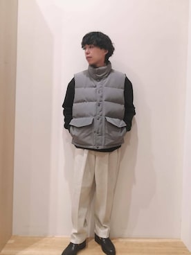 「アイテム（ダウンベスト）」を使った、takataさん（メンズ・173cm）の冬コーディネート