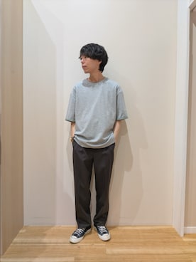 「ITEMS URBANRESEARCH（アイテムズ アーバンリサーチ）の『接触冷感/吸水速乾/UVカット』多機能 Wフェイス クルーネック Tシャツ（Tシャツ/カットソー、その他）」を使った、takataさん（メンズ・173cm）の夏コーディネート