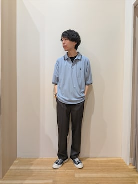 「ITEMS URBANRESEARCH（アイテムズ アーバンリサーチ）のU.S. POLO ASSN　カノコポロシャツ（ポロシャツ、ブルー系）」を使った、takataさん（メンズ・173cm）の夏コーディネート