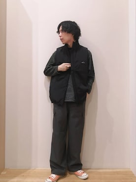 「アイテム（ダウンベスト）」を使った、takataさん（メンズ・173cm）の秋コーディネート