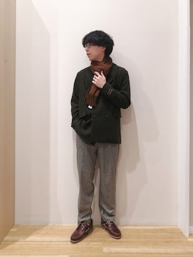 「アイテム（マフラー）」を使った、takataさん（メンズ・173cm）の冬コーディネート