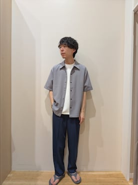 「ITEMS URBANRESEARCH（アイテムズ アーバンリサーチ）の2wayストレッチスナップ半袖シャツ（シャツ/ブラウス、グレー系）」を使った、takataさん（メンズ・173cm）の夏コーディネート