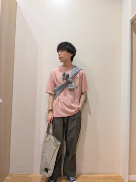 「ITEMS URBANRESEARCH（アイテムズ アーバンリサーチ）のマルチストライプレースオープンカラーシャツ（シャツ/ブラウス、ブラック系）」を使った、takataさん（メンズ・173cm）の春コーディネート