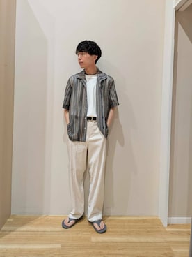 「ITEMS URBANRESEARCH（アイテムズ アーバンリサーチ）の『セットアップ対応』Linen Blend Trousers（その他パンツ）」を使った、takataさん（メンズ・173cm）の夏コーディネート