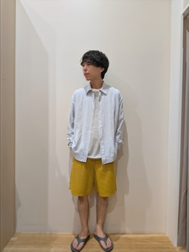 「ITEMS URBANRESEARCH（アイテムズ アーバンリサーチ）のリネンブレンドレギュラーカラーシャツ（シャツ/ブラウス、ブルー系）」を使った、takataさん（メンズ・173cm）の夏コーディネート