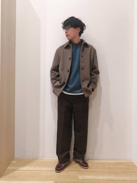 「アイテム（ステンカラーコート）」を使った、takataさん（メンズ・173cm）の冬コーディネート
