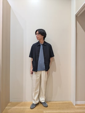 「URBAN RESEARCH DOORS（アーバンリサーチドアーズ）の『イージーケア/速乾/UVカット』クイックドライショートスリーブシャツカバーオール（シャツ/ブラウス、ブルー系）」を使った、takataさん（メンズ・173cm）の夏コーディネート