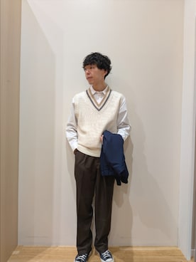 「アイテム（ベスト）」を使った、takataさん（メンズ・173cm）の秋コーディネート