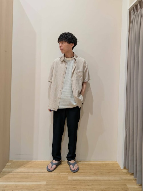 『セットアップ対応』天然素材リネンコットンレギュラーカラー半袖シャツ