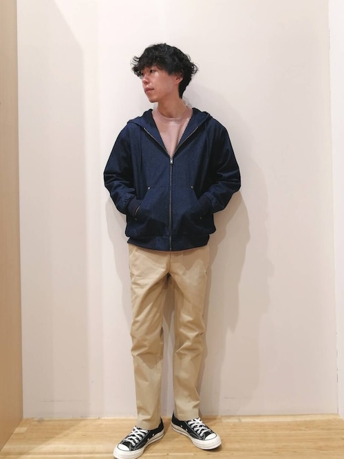 ジップアップ コットンフードジャケット